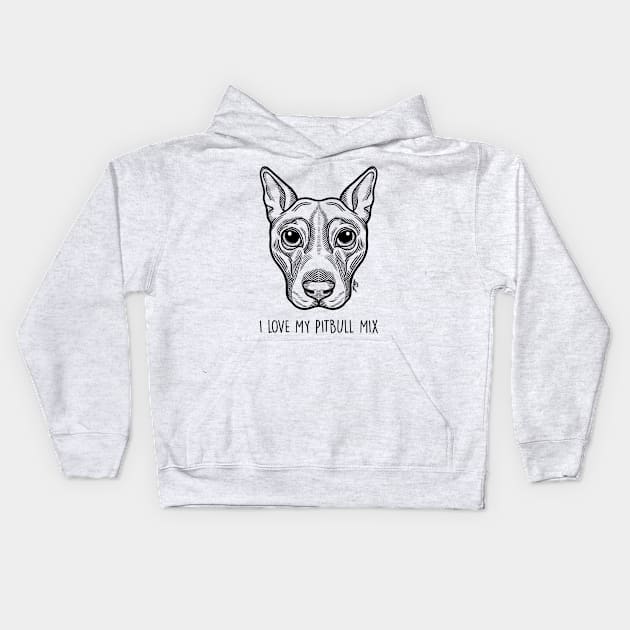 I LOVE MY PITBULL MIX Kids Hoodie by ams_art